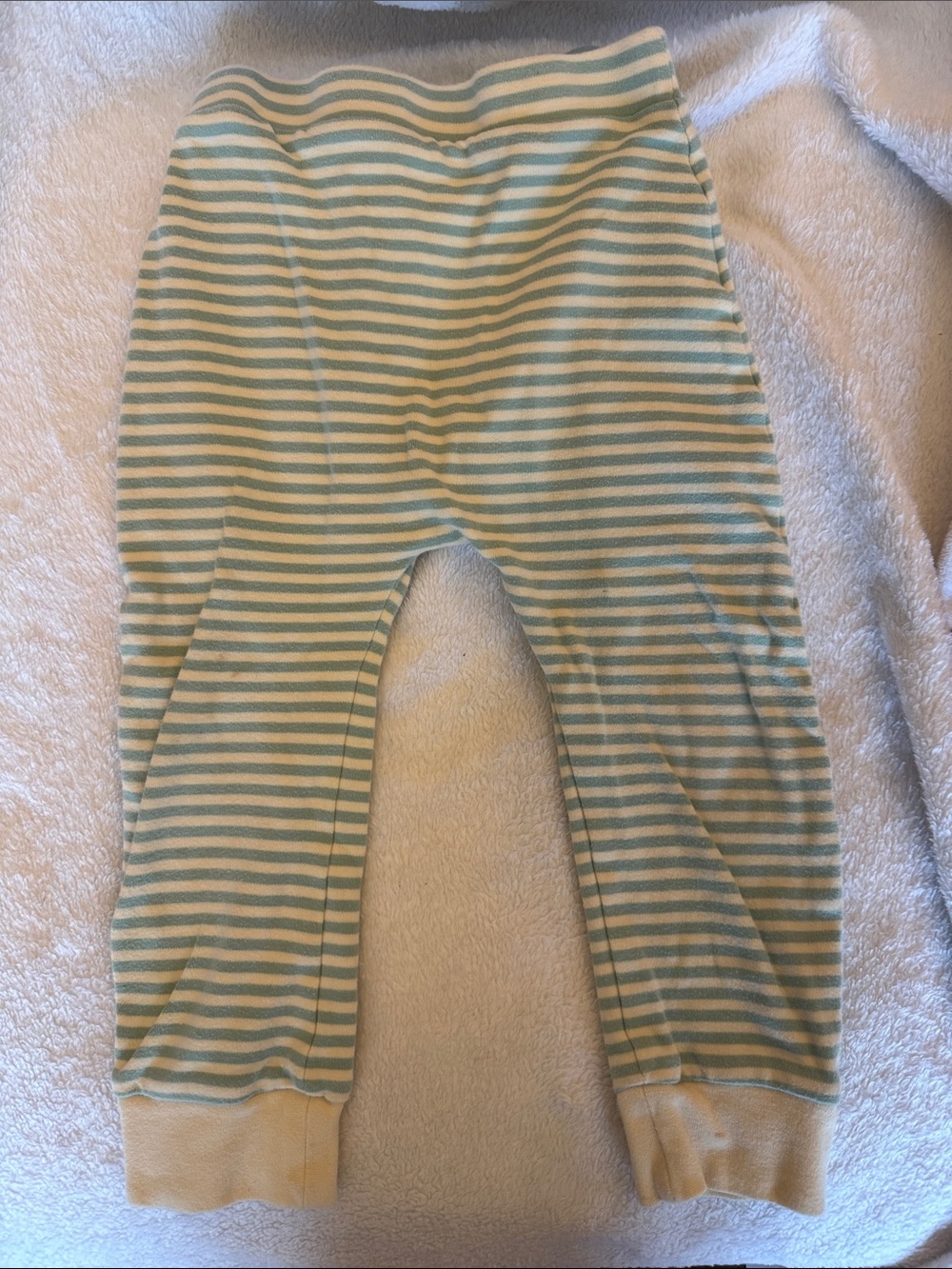 Little Green Radicals Green and Cream Striped Kids Leggings 3-4 yrs